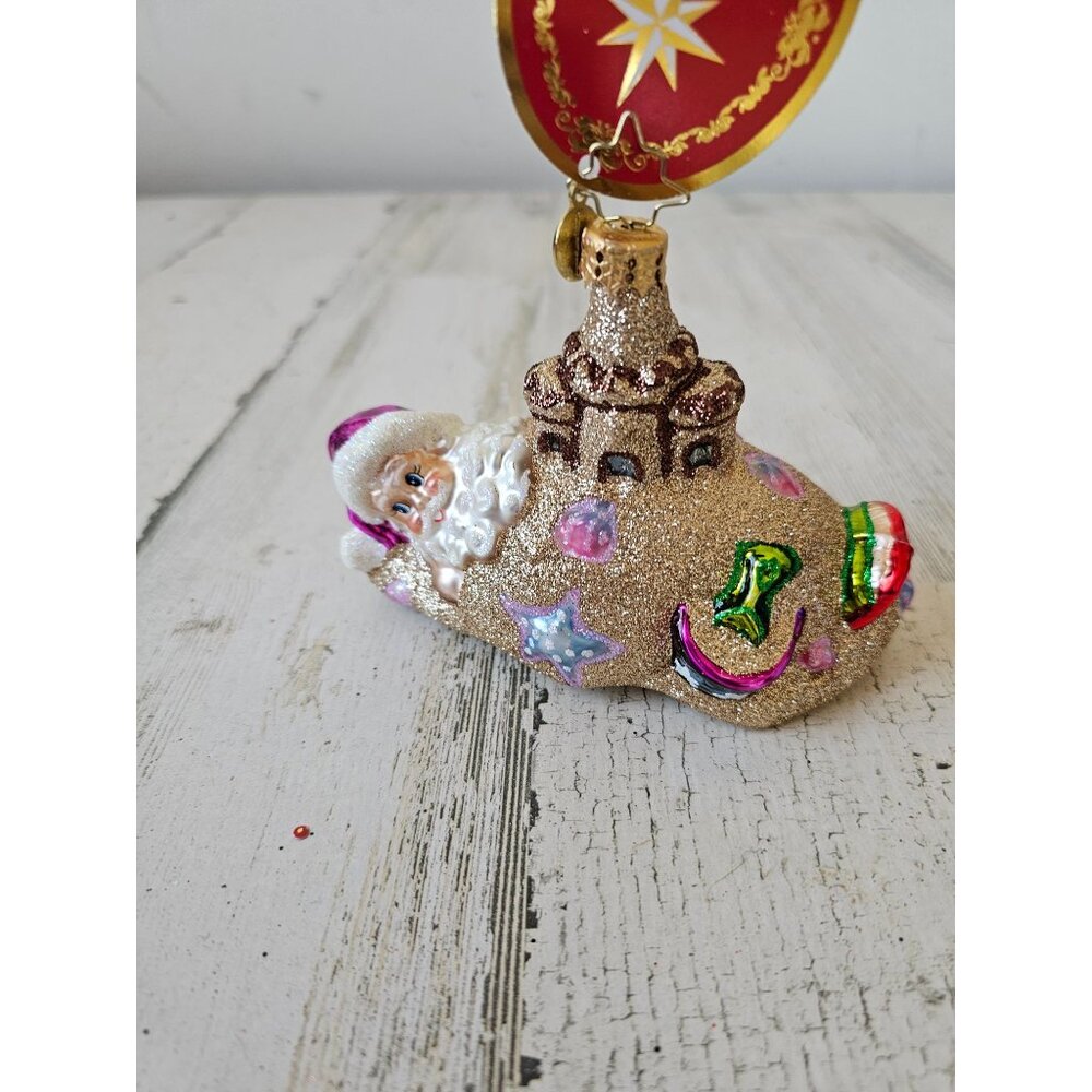Radko Sandy Claus Castle Sand ornament glitter glass‎ Xmas tree